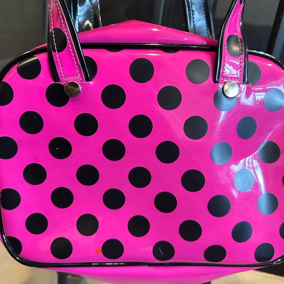 Addicted Hot pink & black polka dot handbag - Picture 2 of 5